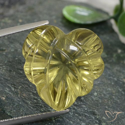 12.47ct Naturel Jaune moyen-léger Quartz, Taille Fleur, Transparent
