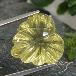 Quartz Jaune verdâtre naturelle Taille Fleur, 11.72 ct, Transparent