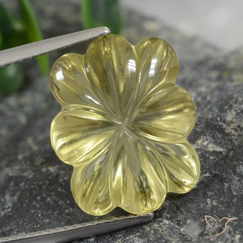 9.60ct Naturel Jaune moyen-léger Quartz, Taille Fleur, Transparent