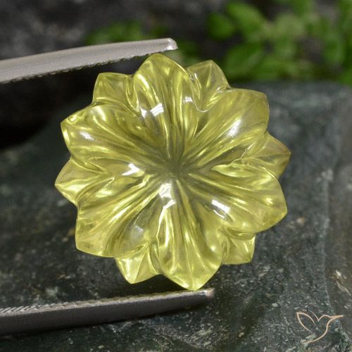 12.77ct Naturel Jaune clair Quartz, Taille Fleur, Transparent