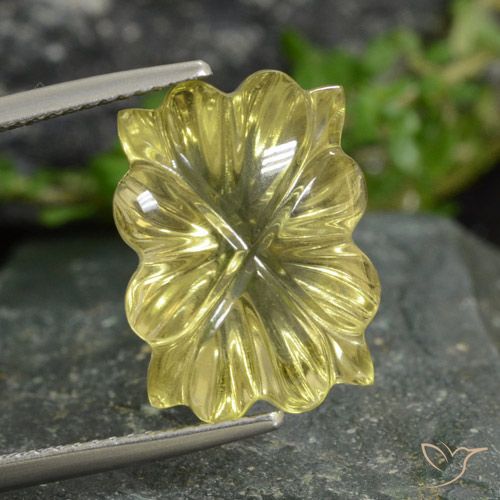 10.48ct Naturel Jaune lagon Quartz, Taille Fleur, Transparent