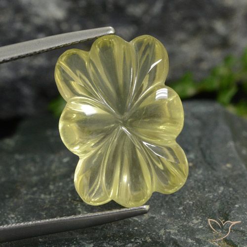 9.49ct Naturel Jaune pâle Quartz, Taille Fleur, Transparent