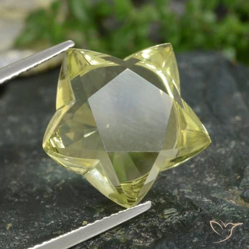 Quartz Jaune lagon naturelle Fantaisie, 13.81 ct, Transparent