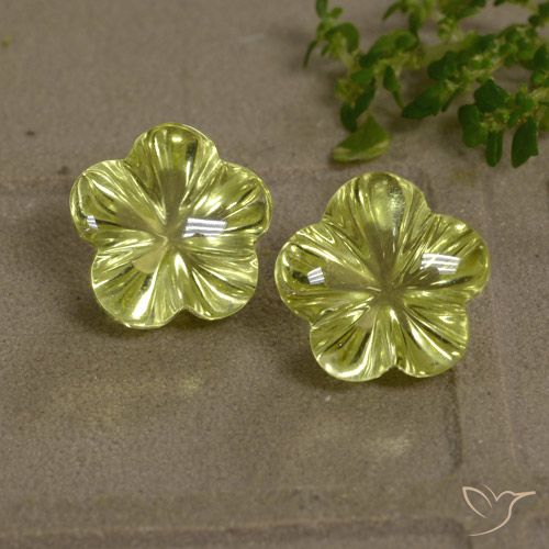 13.63ctw Naturel Jaune verdâtre clair Quartz, Taille Fleur, Transparent
