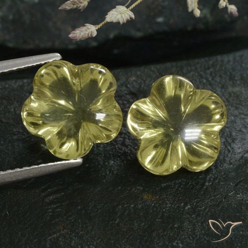 8.80ctw Naturel Jaune verdâtre Quartz, Taille Fleur, Transparent