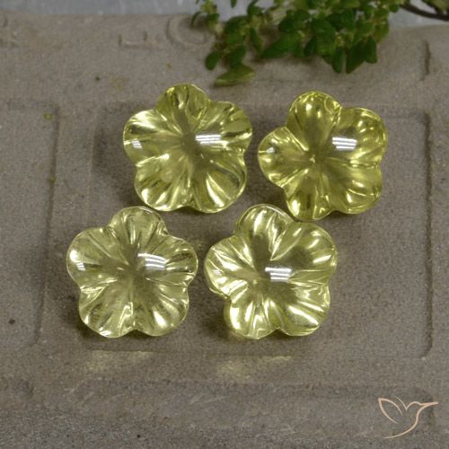 18.70ctw Naturel Jaune verdâtre Quartz, Taille Fleur, Transparent