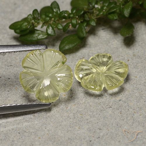 2.15ctw Naturel Jaune moyen Quartz, Taille Fleur, Transparent