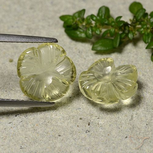 5.37ctw Naturel Jaune crème pâle Quartz, Taille Fleur, Transparent