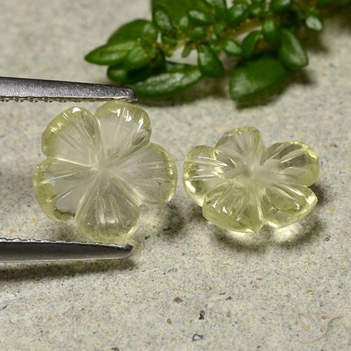 2.39ctw Naturel Jaune crème pâle Quartz, Taille Fleur, Transparent