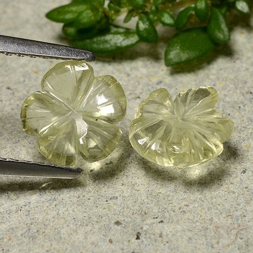 2.00ctw Naturel Jaune moyen Quartz, Taille Fleur, Transparent