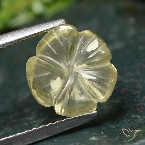 2.45ct Naturel Jaune verdâtre clair Quartz, Taille Fleur, Transparent, Photo A
