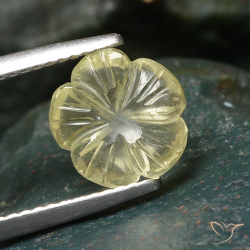 2.43ct Naturel Jaune crème pâle Quartz, Taille Fleur, Transparent