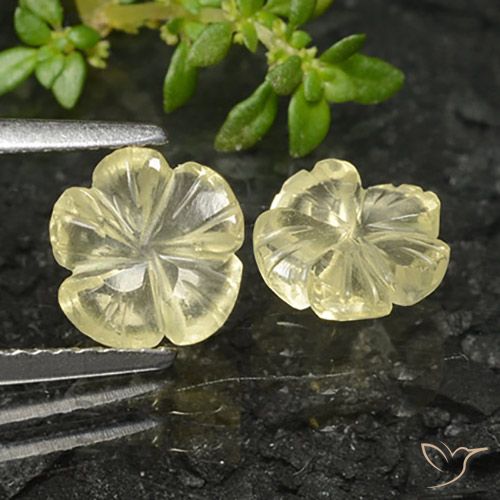 2.32ctw Naturel Jaune moyen Quartz, Taille Fleur, Transparent