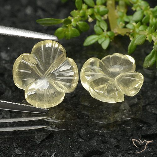 4.68ctw Naturel Jaune verdâtre Quartz, Taille Fleur, Transparent