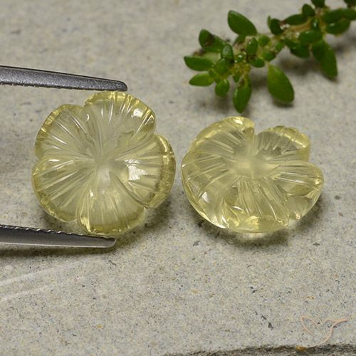 7.61ctw Naturel Jaune moyen Quartz, Taille Fleur, Transparent