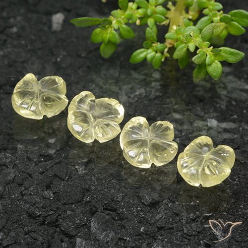 5.12ctw Naturel Jaune crème pâle Quartz, Taille Fleur, Transparent