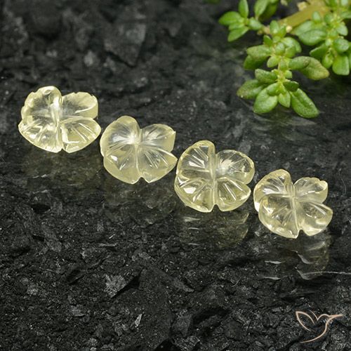4.19ctw Naturel Jaune crème pâle Quartz, Taille Fleur, Transparent
