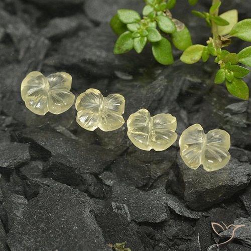 2.59ctw Naturel Jaune pâle Quartz, Taille Fleur, Transparent