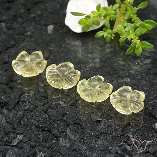 6.95ctw Naturel Jaune crème pâle Quartz, Taille Fleur, Transparent