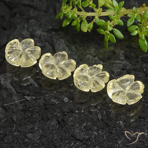 5.99ctw Naturel Jaune moyen Quartz, Taille Fleur, Transparent