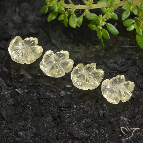 3.66ctw Naturel Jaune moyen-léger Quartz, Taille Fleur, Transparent
