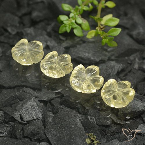 10.51ctw Naturel Jaune crème pâle Quartz, Taille Fleur, Transparent
