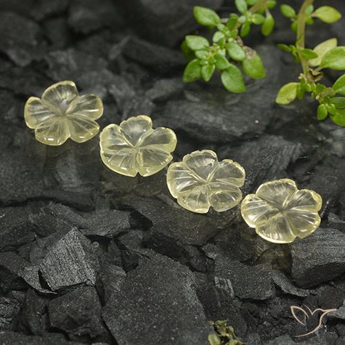 4.96ctw Naturel Jaune crème pâle Quartz, Taille Fleur, Transparent