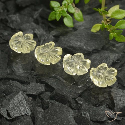4.37ctw Naturel Jaune moyen Quartz, Taille Fleur, Transparent