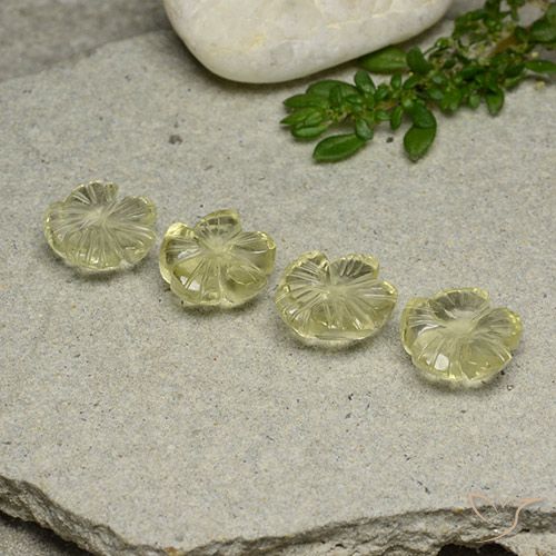9.06ctw Naturel Jaune crème pâle Quartz, Taille Fleur, Transparent