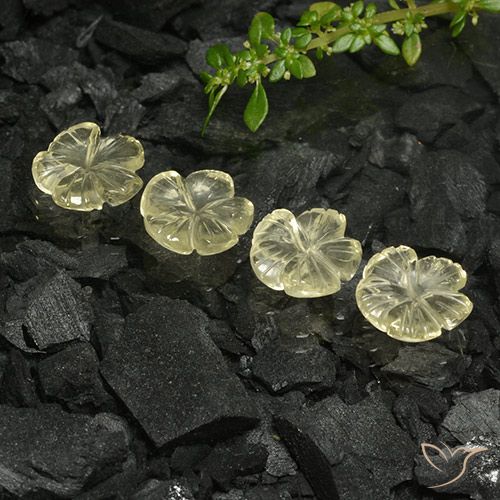 8.95ctw Naturel Jaune moyen Quartz, Taille Fleur, Transparent