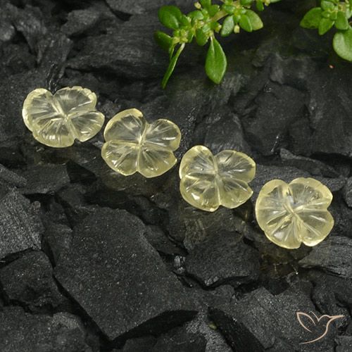 4.70ctw Naturel Jaune crème pâle Quartz, Taille Fleur, Transparent