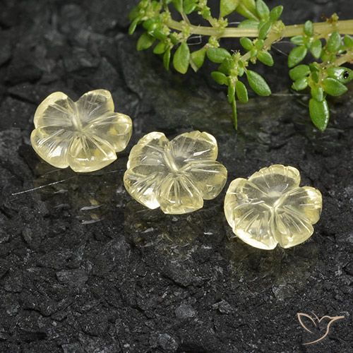 7.35ctw Naturel Jaune verdâtre Quartz, Taille Fleur, Transparent