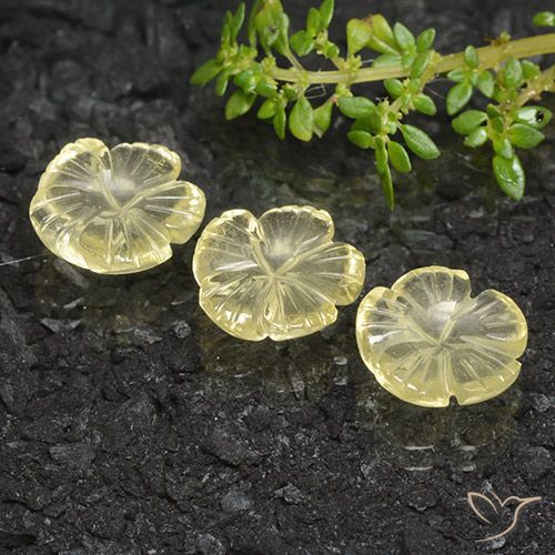 10.19ctw Naturel Jaune moyen-léger Quartz, Taille Fleur, Transparent