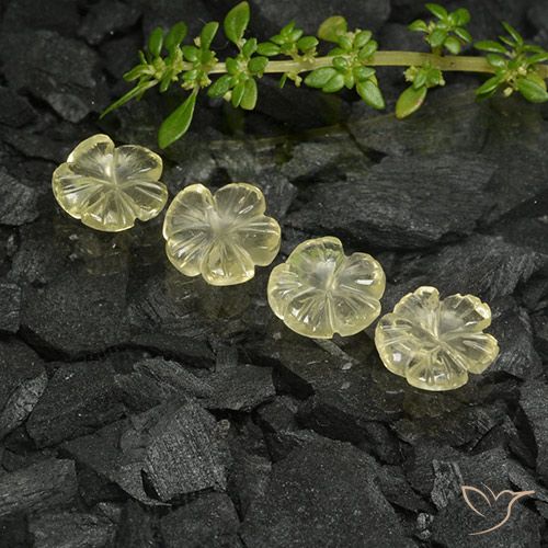 5.43ctw Naturel Jaune crème pâle Quartz, Taille Fleur, Transparent