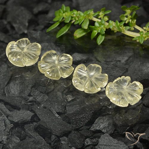 6.50ctw Naturel Jaune moyen Quartz, Taille Fleur, Transparent