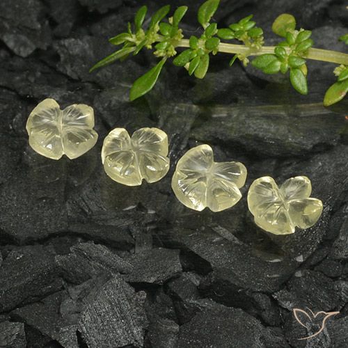 3.36ctw Naturel Jaune pâle Quartz, Taille Fleur, Transparent