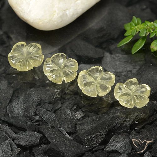 5.12ctw Naturel Jaune clair Quartz, Taille Fleur, Transparent