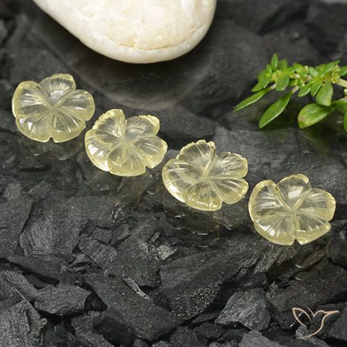 7.35ctw Naturel Jaune clair Quartz, Taille Fleur, Transparent