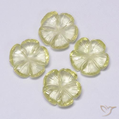 7.69ctw Naturel Jaune lagon Quartz, Taille Fleur, Transparent