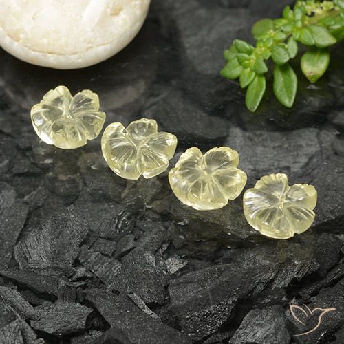5.11ctw Naturel Jaune crème pâle Quartz, Taille Fleur, Transparent