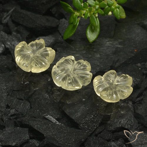 2.89ctw Naturel Jaune moyen Quartz, Taille Fleur, Transparent