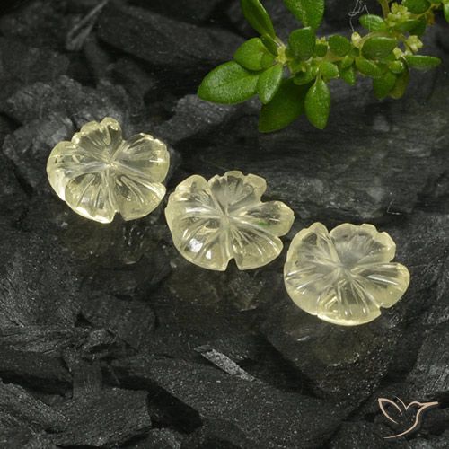 2.23ctw Naturel Jaune moyen Quartz, Taille Fleur, Transparent