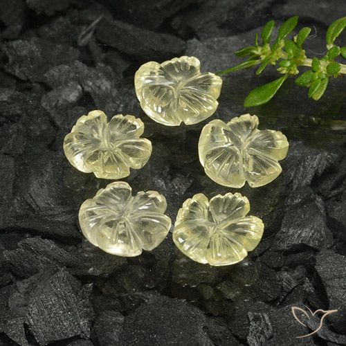 7.28ctw Naturel Jaune clair Quartz, Taille Fleur, Transparent