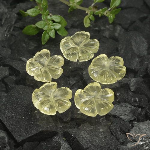 8.38ctw Naturel Jaune clair Quartz, Taille Fleur, Transparent