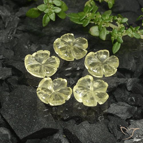 6.89ctw Naturel Jaune clair Quartz, Taille Fleur, Transparent
