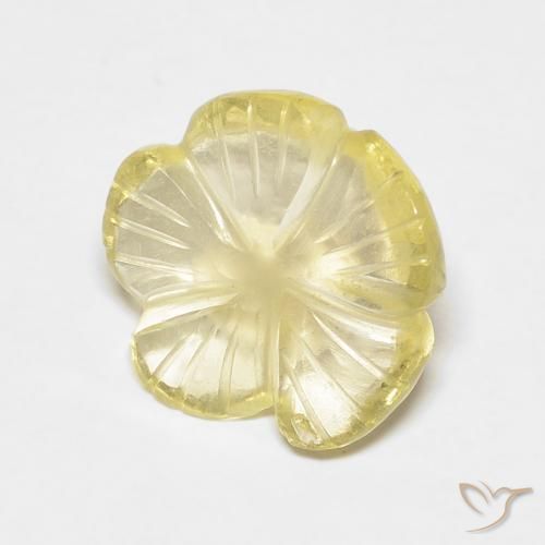 Quartz Jaune crème pâle naturelle Taille Fleur, 3.07 ct, Transparent