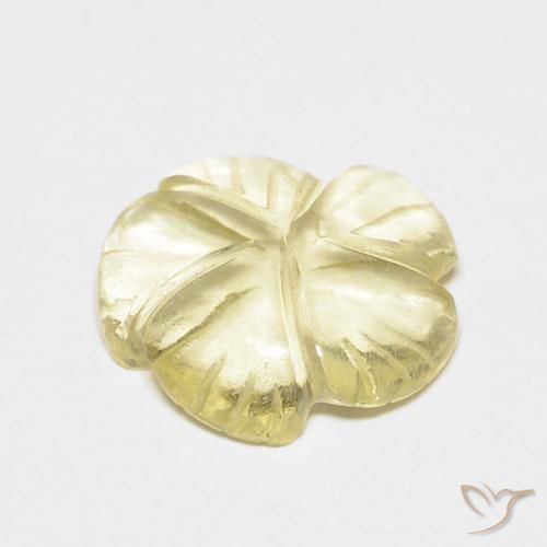 Quartz Jaune crème pâle naturelle Taille Fleur, 3.07 ct, Transparent