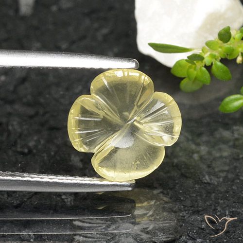 2.56ct Naturel Jaune verdâtre Quartz, Taille Fleur, Transparent