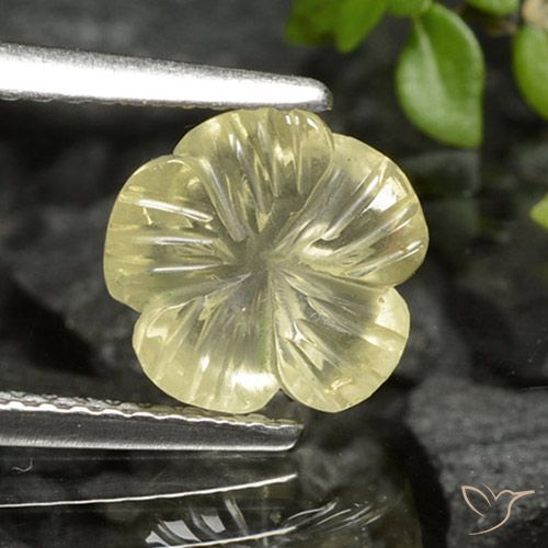 2.26ct Naturel Jaune crème pâle Quartz, Taille Fleur, Transparent