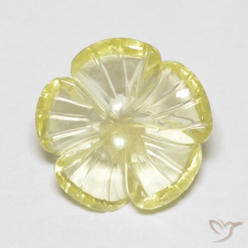 3.80ct Naturel Medium Light-Yellow Quartz, Taille Fleur, Transparent